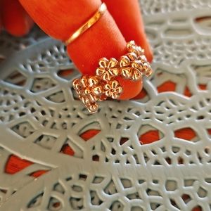 Pandora 14k gold and silver flower ring